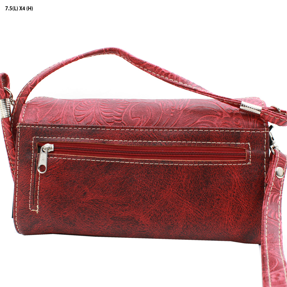 RED WESTERN WALLET HIPSTER CROSS BODY STYLE with Cross