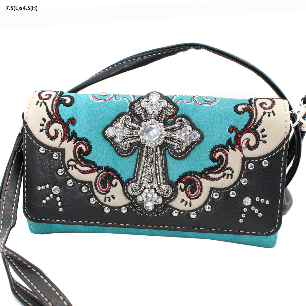 WESTERN WALLET/SMALL HIPSTER CROSS BODY STYLE ~ TURQUIOSE