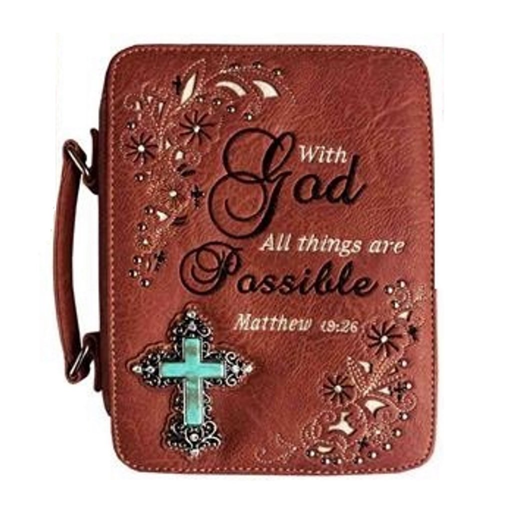BIBLE COVER with VERSE EMBROIDERED MATTHEW 19:26