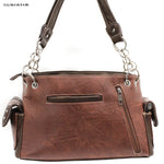 BROWN WESTERN RHINESTONE HANDBAG CONCEALED CARRY PURSE