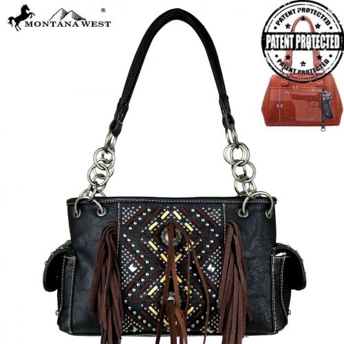 Montana West synthetic leather Conceal Carry handbag with fringe tassels