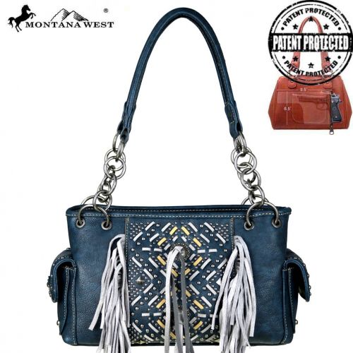 Montana West synthetic leather Conceal Carry handbag with fringe tassels