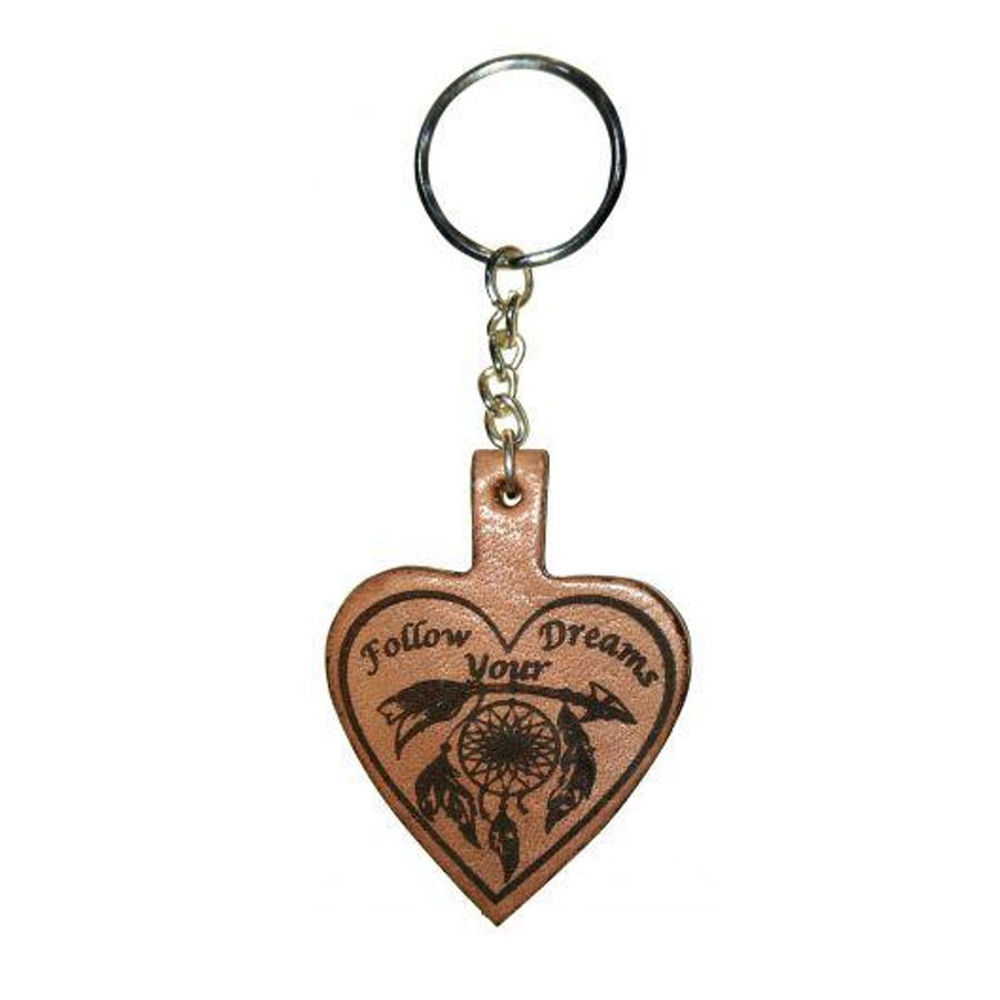 Western "Follow Your Dreams" cut out leather heart keychain