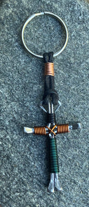 Western Camo Horseshoe Nail Cross Keychain