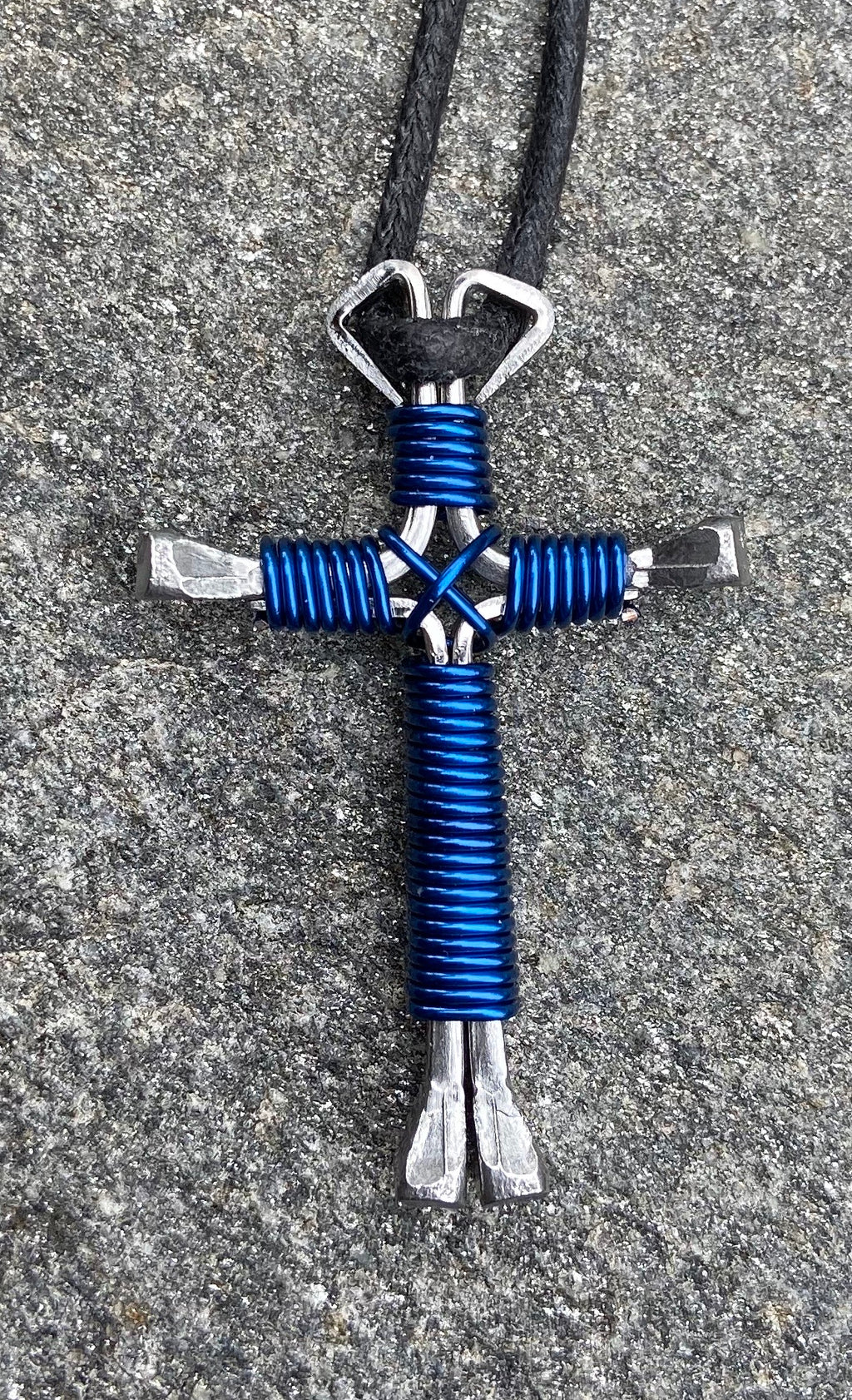 Blue - Royal Western Horseshoe Nail Cross Necklace