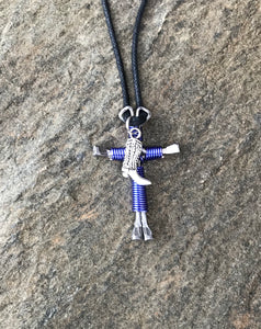 Lavender Horseshoe Nail Cross Necklace with Boot Charm
