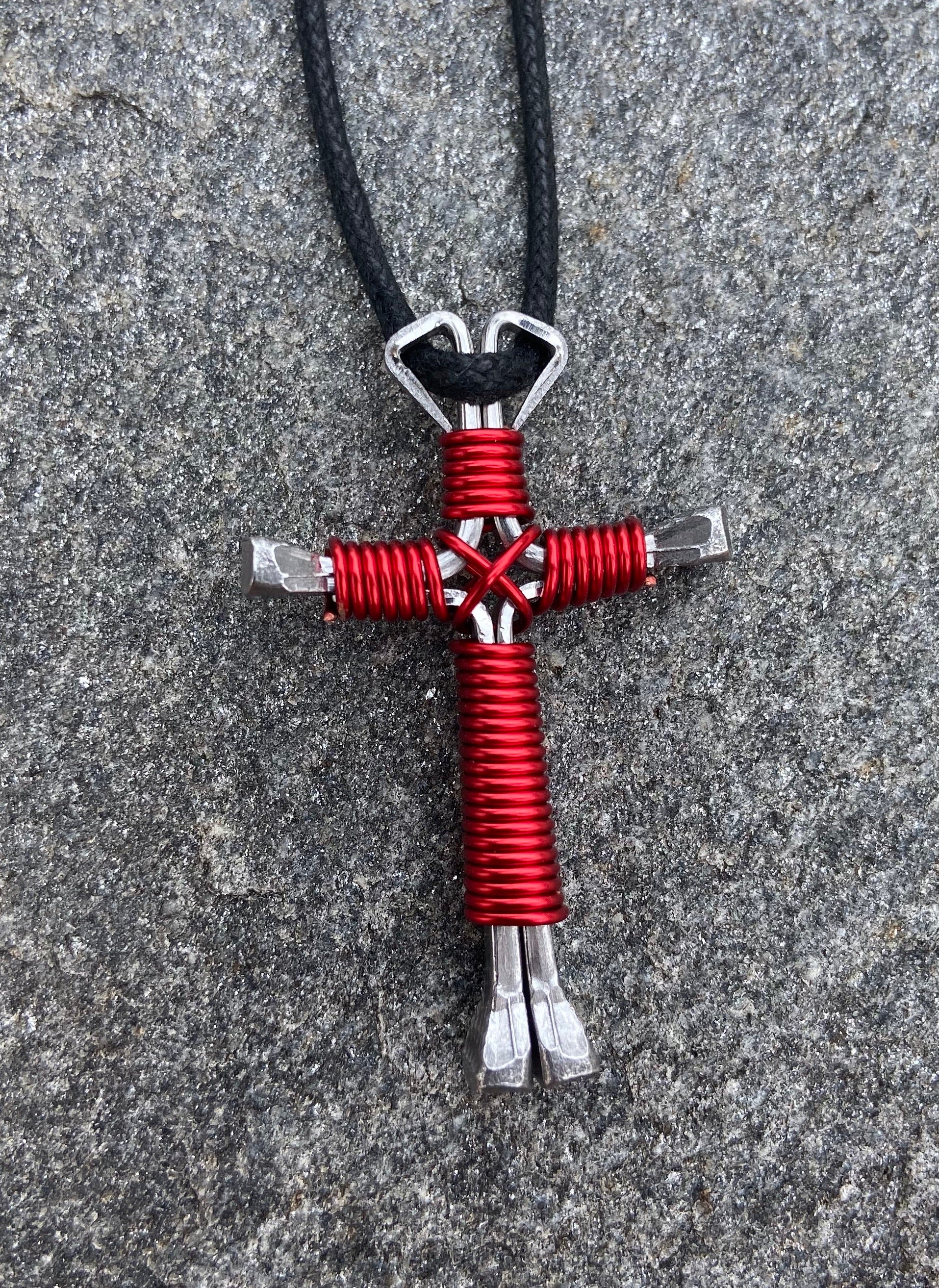 Western Cross Pendant Green Horseshoe Nail Necklace – JJ's Crosses