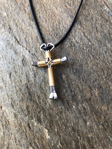 Gold Horseshoe Nail Cross Necklace