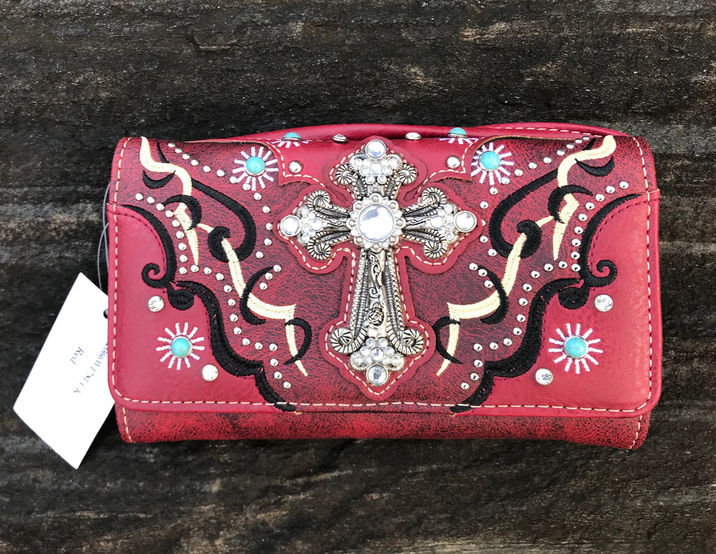 RED WESTERN WALLET HIPSTER CROSS BODY STYLE