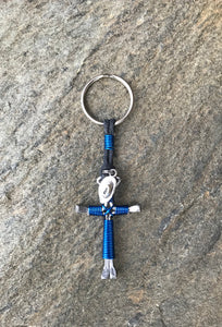 Blue - Royal Horseshoe Nail Cross Keychain with Hat Charm
