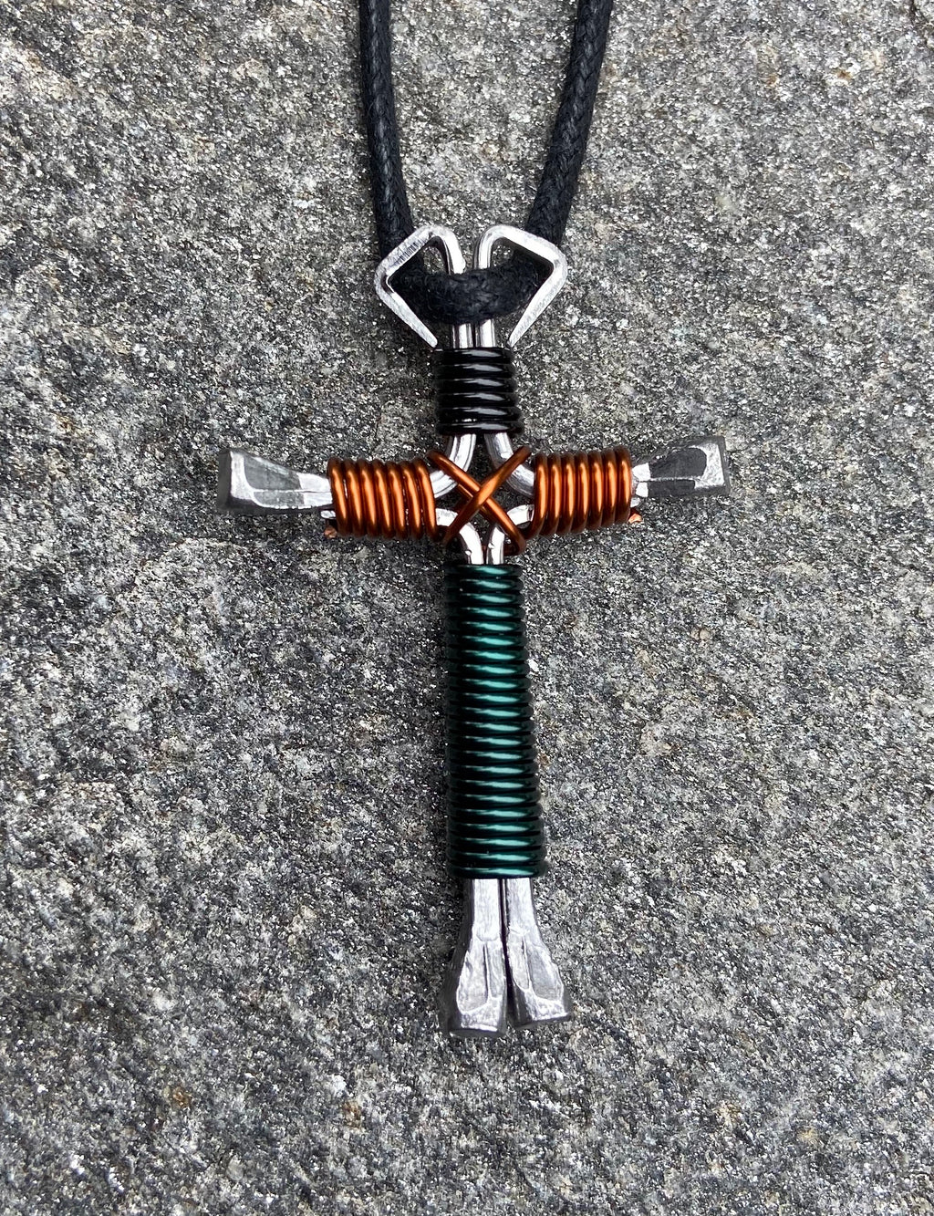 Camo Horseshoe Nail Cross Necklace