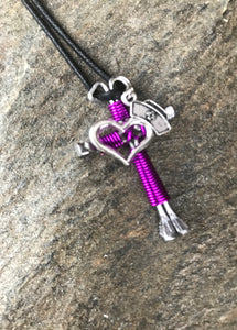 Purple/Pink  Horseshoe Nail Cross Necklace with Nurse Charm