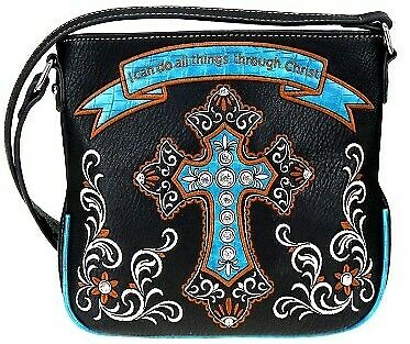 MONTANA WEST ~Crossbody Bag-I Can Do All Things Through Christ-Black